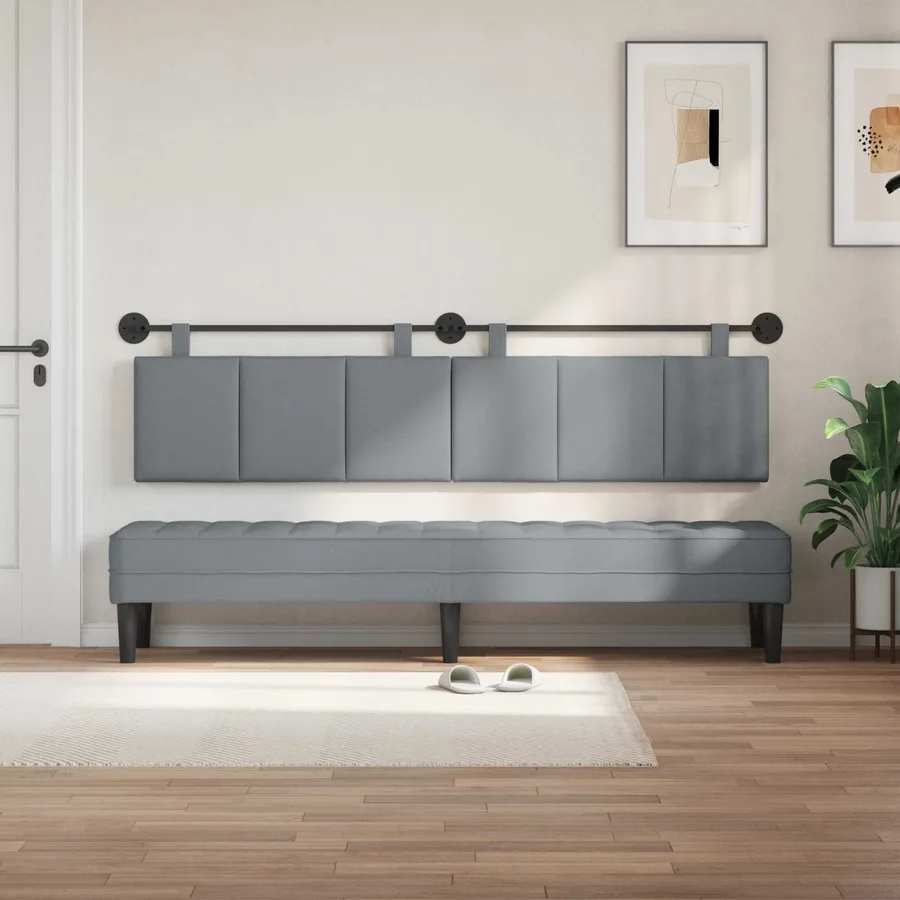 Tête de lit suspendue Gris clair Tissu - 3