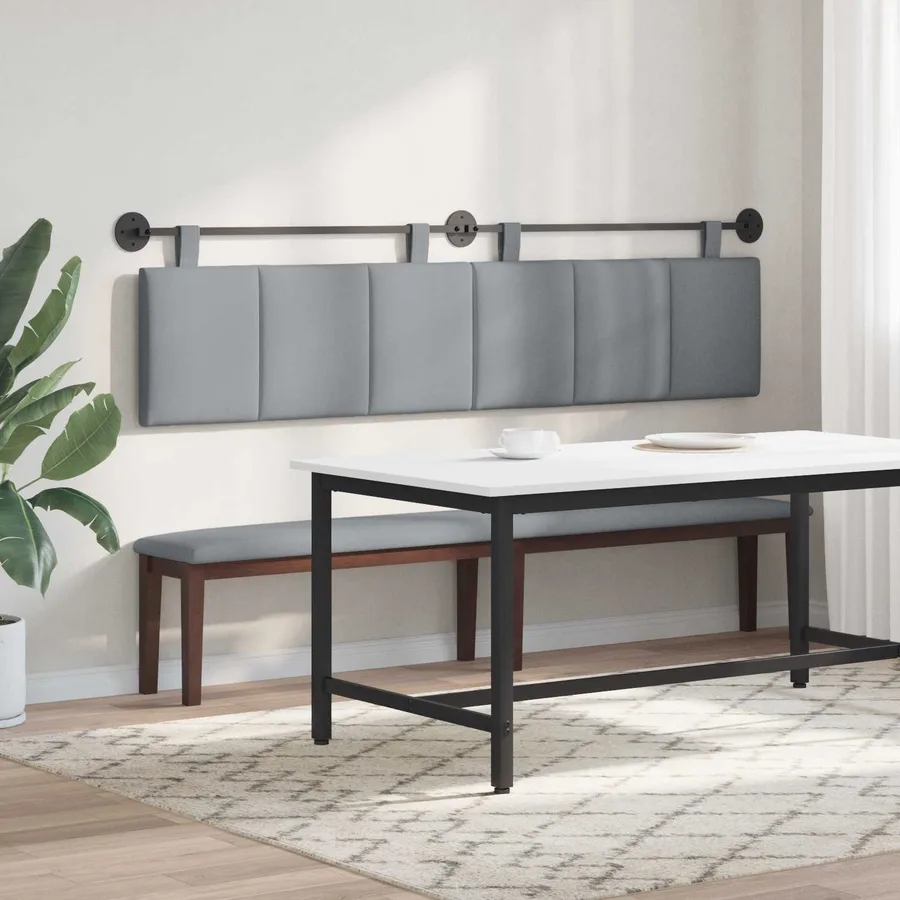Tête de lit suspendue Gris clair Tissu - 4