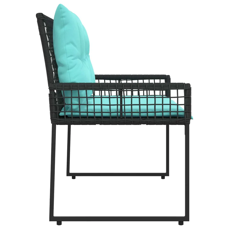 Banc extérieur avec coussin Noir et turquoise 118 x 55 x 82 cm - 6