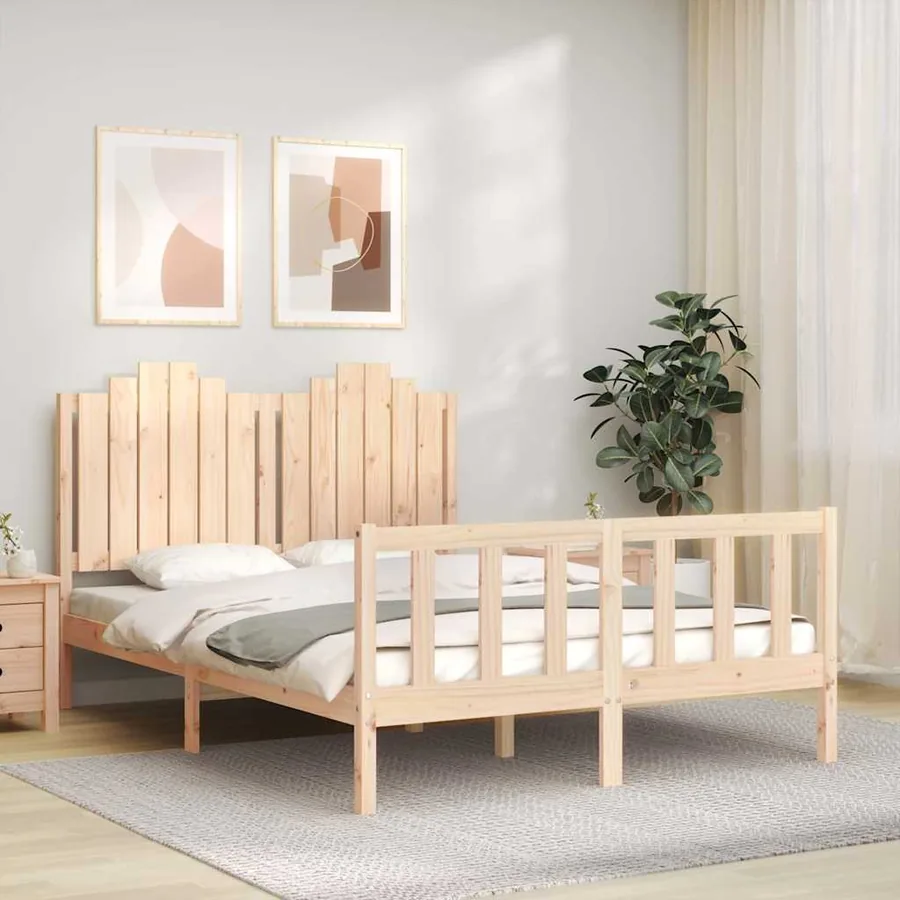 Cadre de lit sans matelas 140x200 cm bois massif de pin - 4