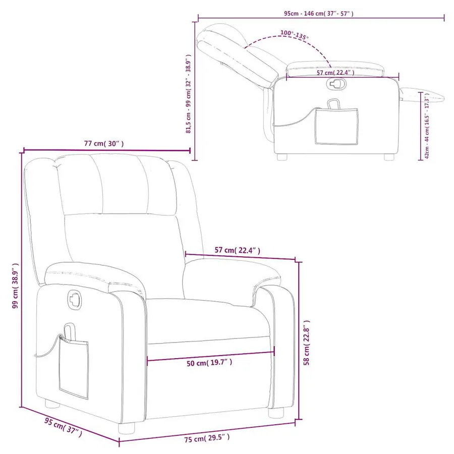 Fauteuil de massage inclinable gris similicuir - 12