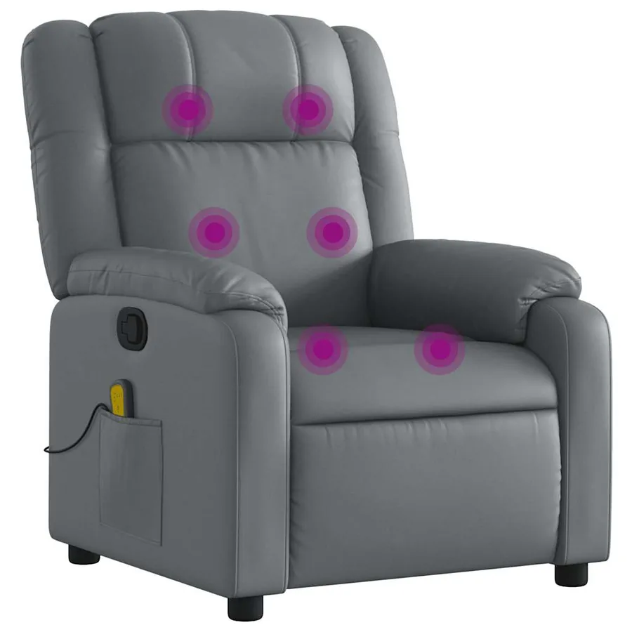 Fauteuil de massage inclinable gris similicuir - 2