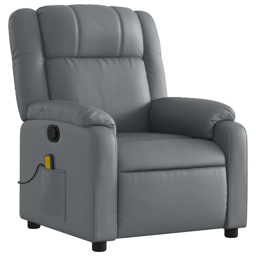 Fauteuil de massage inclinable gris similicuir - 3