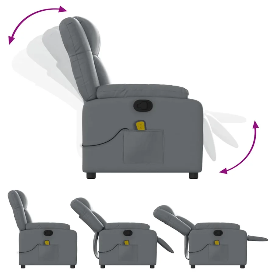 Fauteuil de massage inclinable gris similicuir - 5