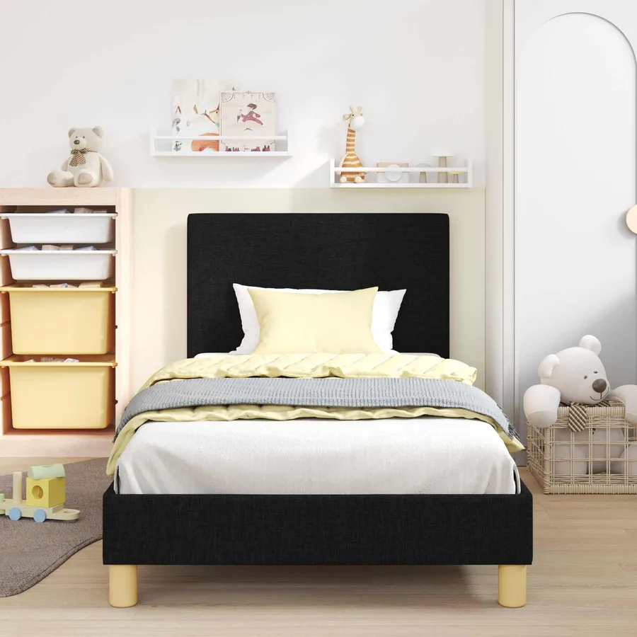 Cadre de lit pour enfants avec tête de lit Noir 90 x 190 cm - 3