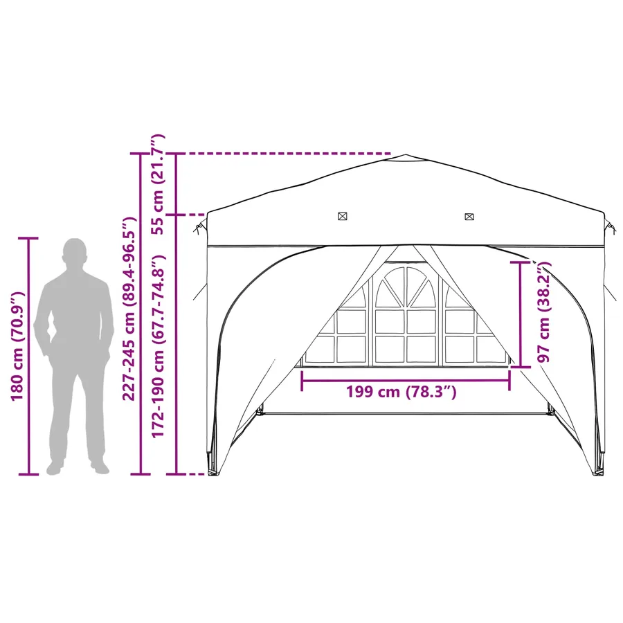 Tente de fête pop-up 290 x 290 x 245 cm Vert - 20
