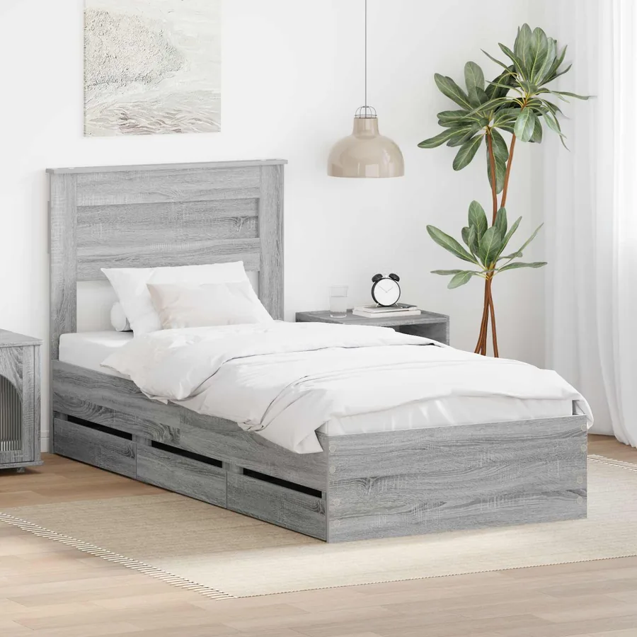 Cadre de lit Gris Sonoma 75 x 190 cm Bois Ingénierie