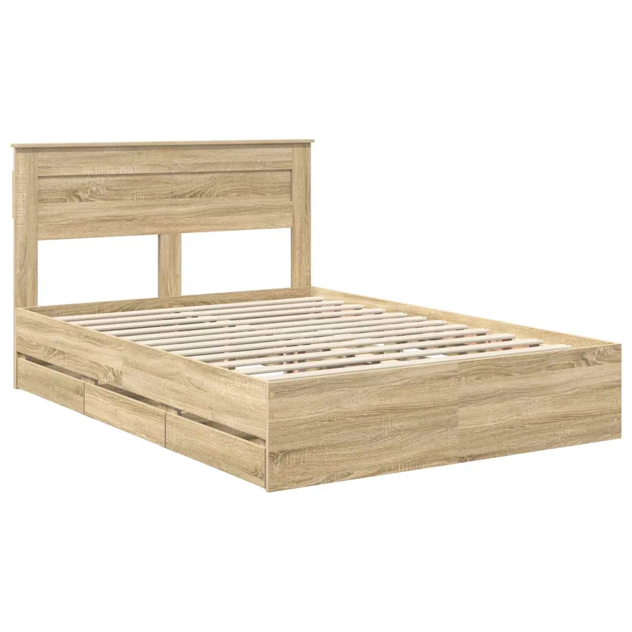 Cadre de lit Chêne Sonoma 150 x 200 cm Bois Ingénierie - 4
