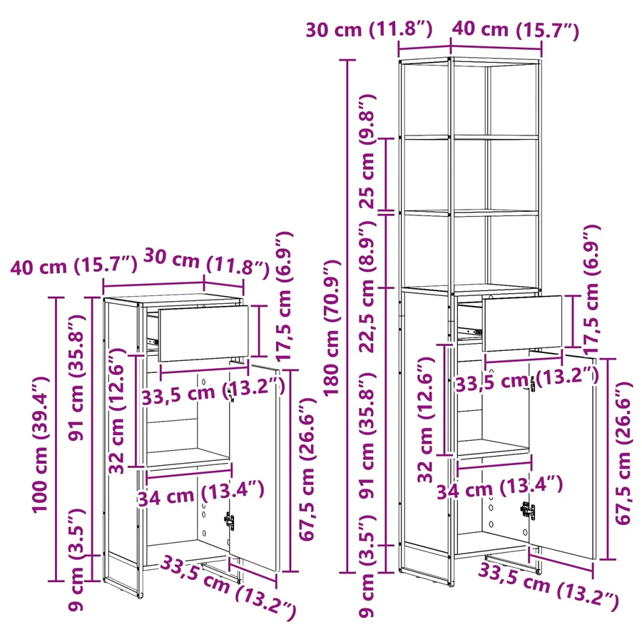 Ensemble de mobilier de salle de bain avec tiroir Chêne Sonoma - 19
