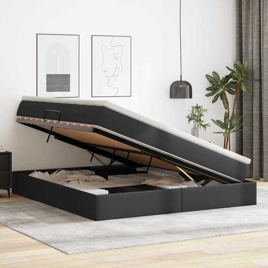 Lit avec rangement et matelas Noir 180 x 200 cm Simili cuir - 4