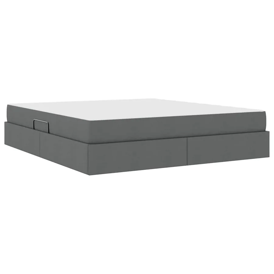 Lit avec rangement et matelas Gris foncé 180 x 200 cm Polyester - 8