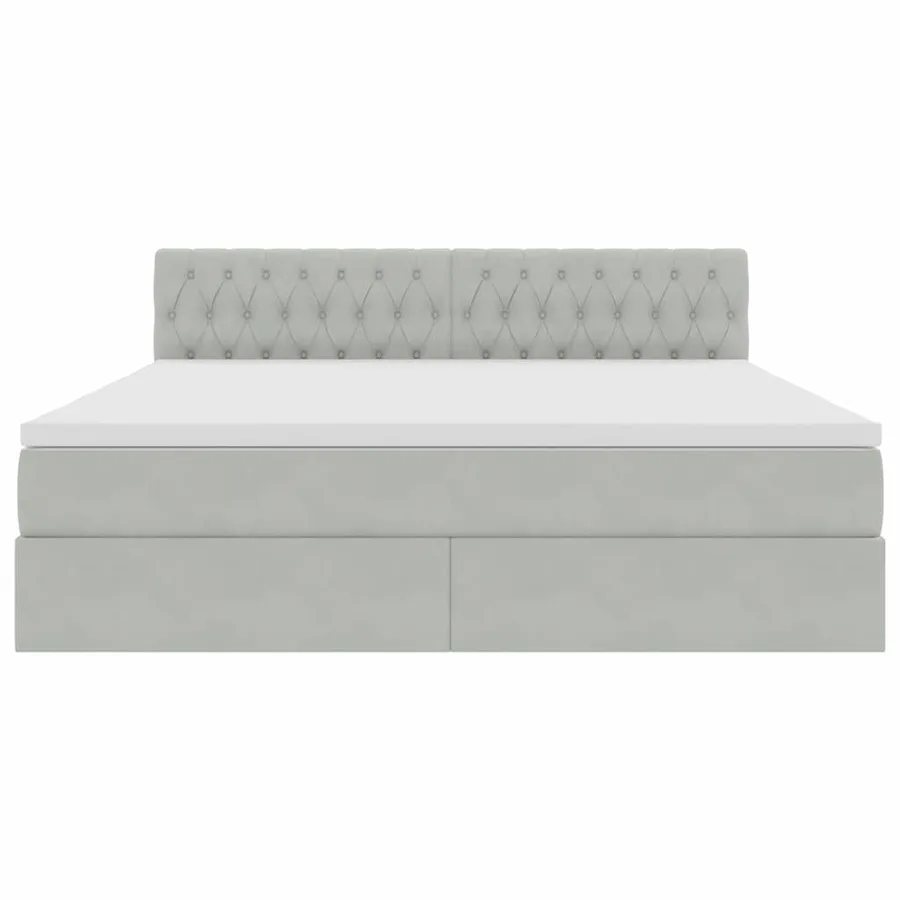 Lit de Rangement avec matelas Gris clair 180 x 200 cm Velours - 7