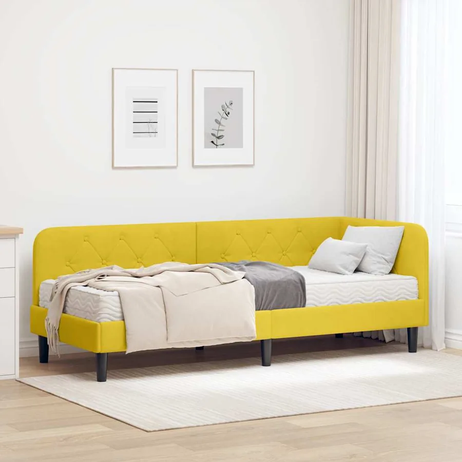 Cadre de lit d'angle Jaune 80 x 200 cm Velours