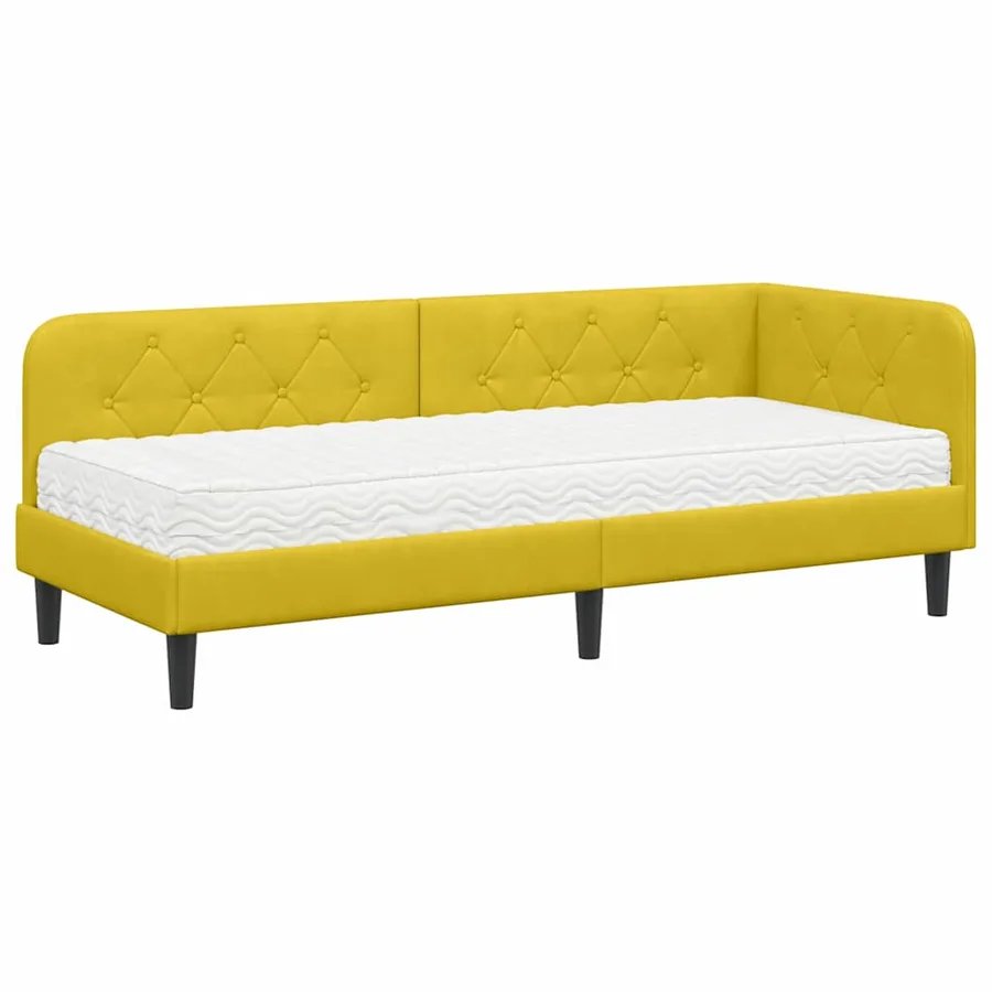 Cadre de lit d'angle Jaune 80 x 200 cm Velours - 2