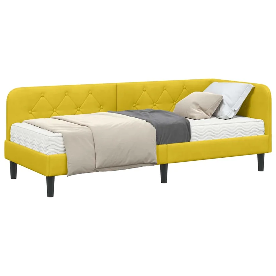 Cadre de lit d'angle Jaune 80 x 200 cm Velours - 3