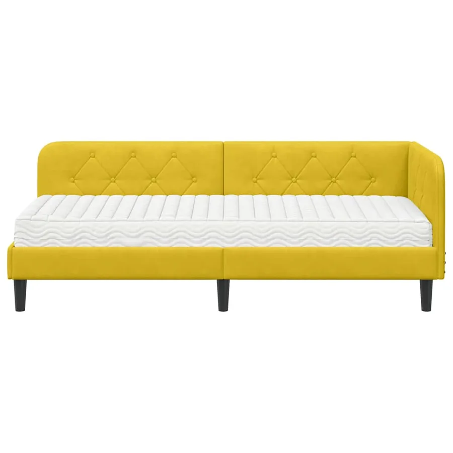 Cadre de lit d'angle Jaune 80 x 200 cm Velours - 5