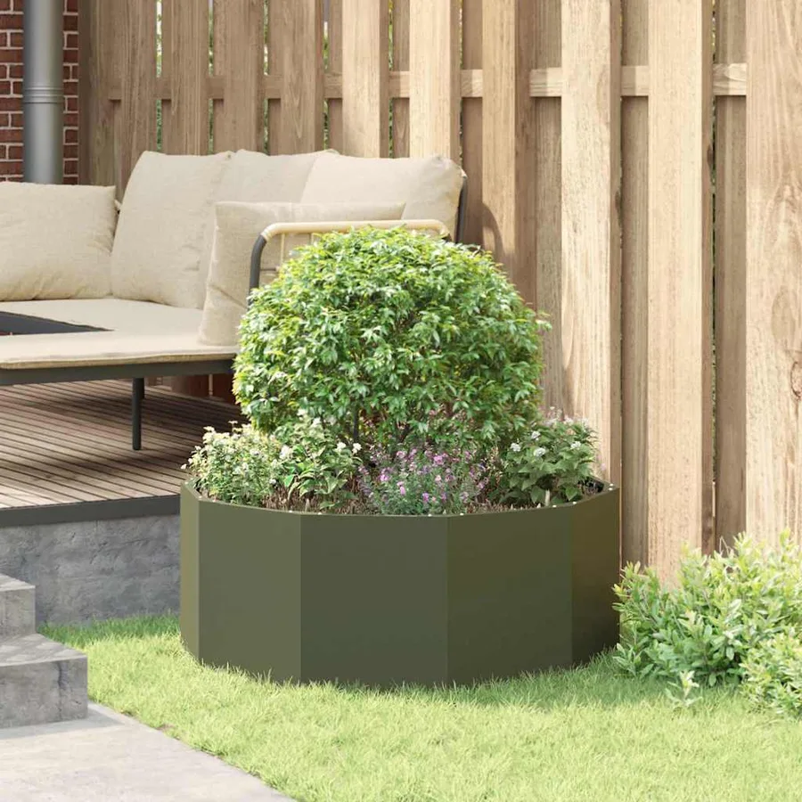 Jardinière Vert olive 90 x 90 x 35 cm Acier - 4