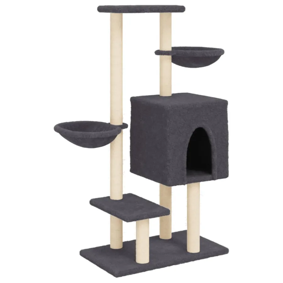 Arbre à chat avec griffoirs en sisal gris foncé 117 cm - 2