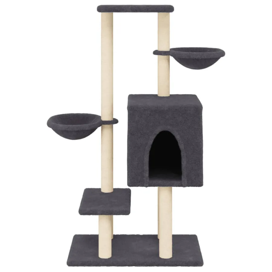 Arbre à chat avec griffoirs en sisal gris foncé 117 cm - 4