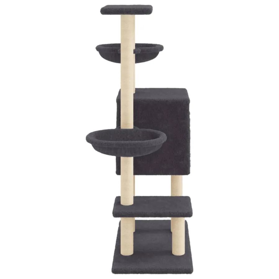 Arbre à chat avec griffoirs en sisal gris foncé 117 cm - 5