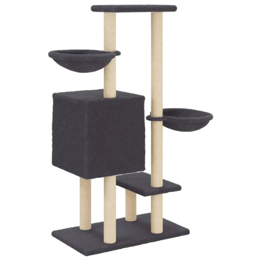 Arbre à chat avec griffoirs en sisal gris foncé 117 cm - 6