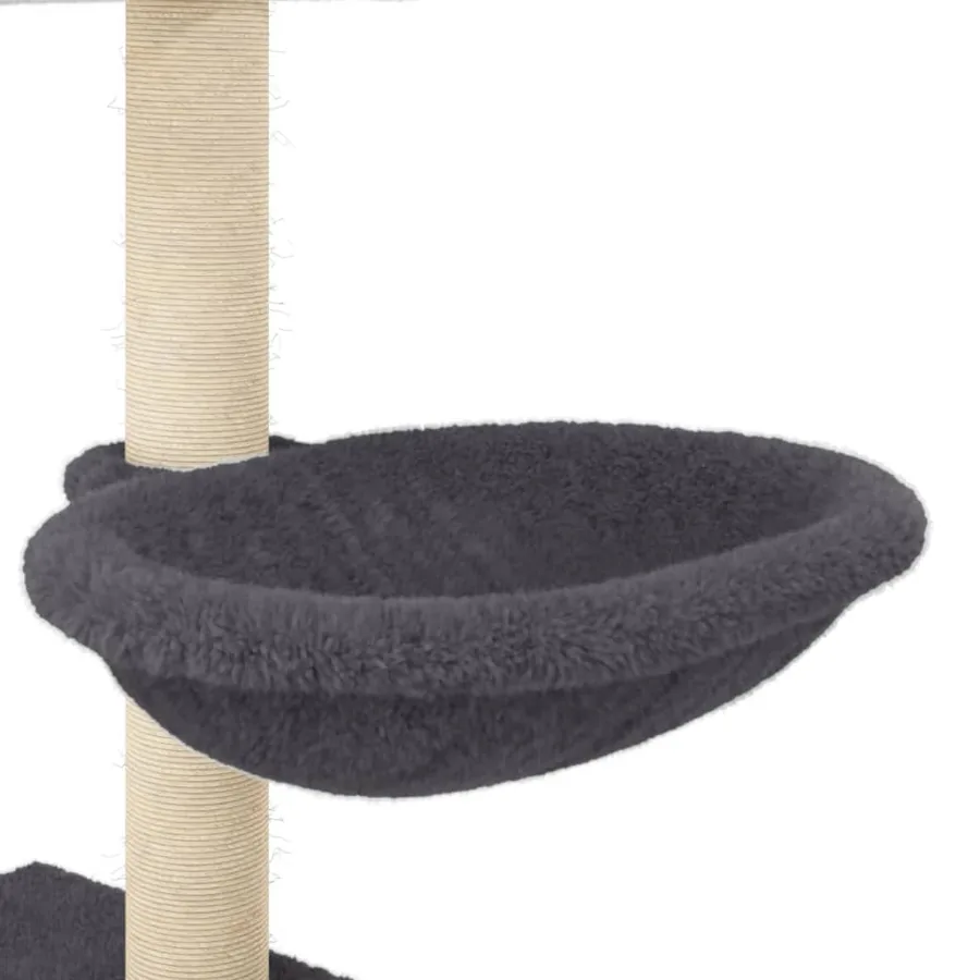 Arbre à chat avec griffoirs en sisal gris foncé 117 cm - 8
