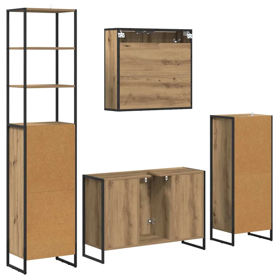 Ensemble de mobilier de salle de bain 4 pc Chêne artisanal - 10