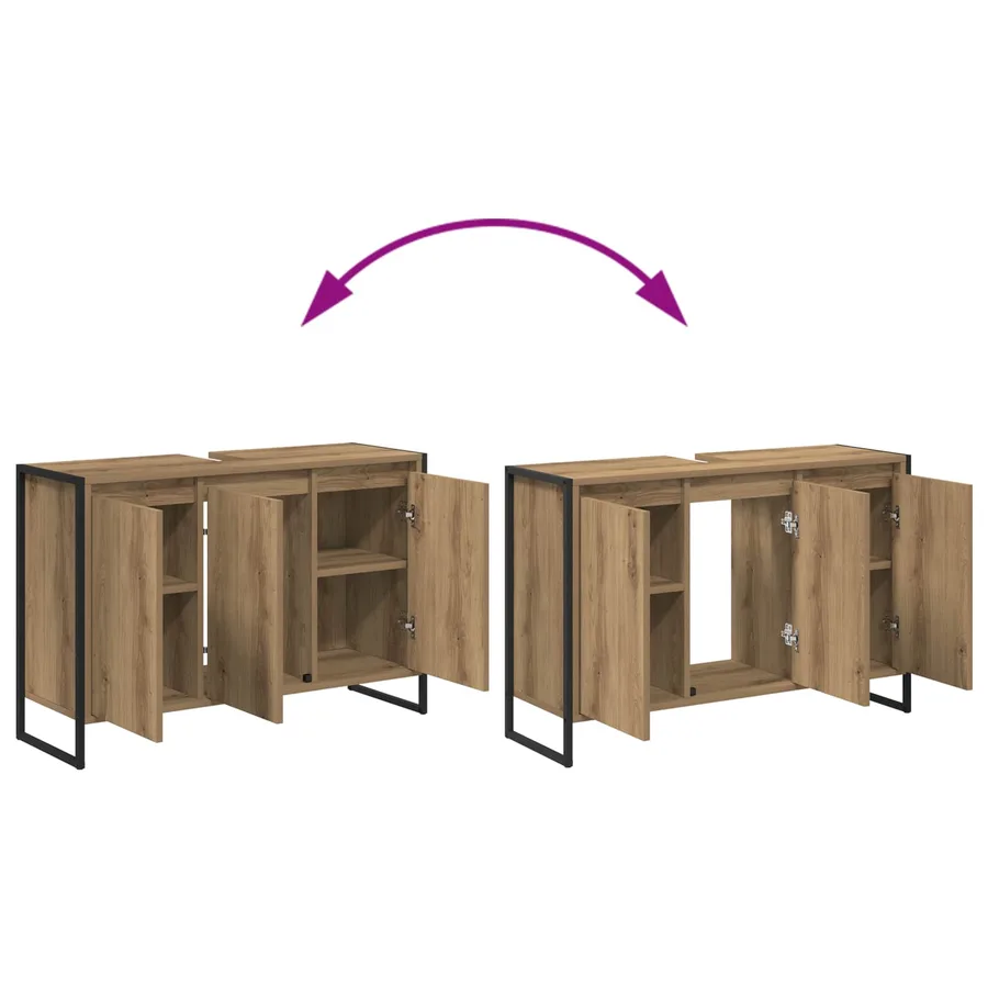 Ensemble de mobilier de salle de bain 4 pc Chêne artisanal - 15