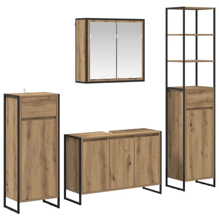 Ensemble de mobilier de salle de bain 4 pc Chêne artisanal - 2