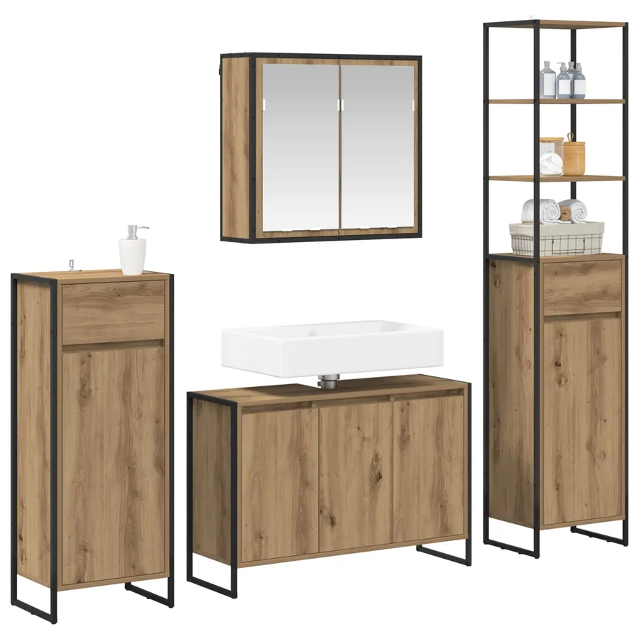 Ensemble de mobilier de salle de bain 4 pc Chêne artisanal - 3