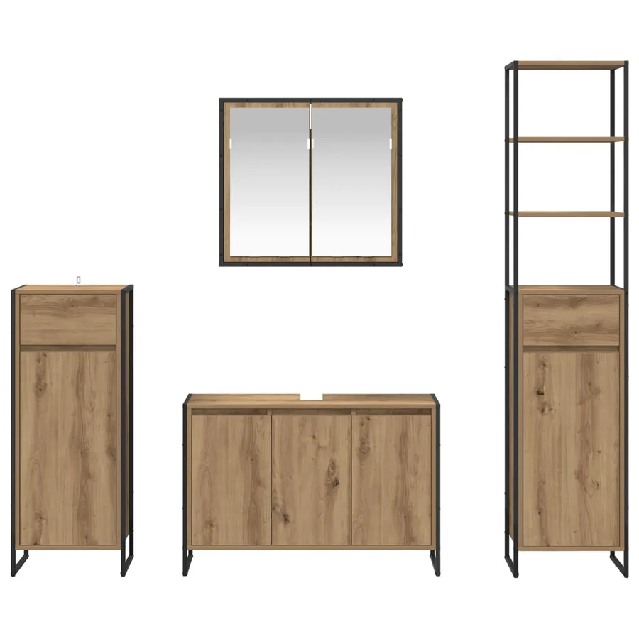 Ensemble de mobilier de salle de bain 4 pc Chêne artisanal - 9