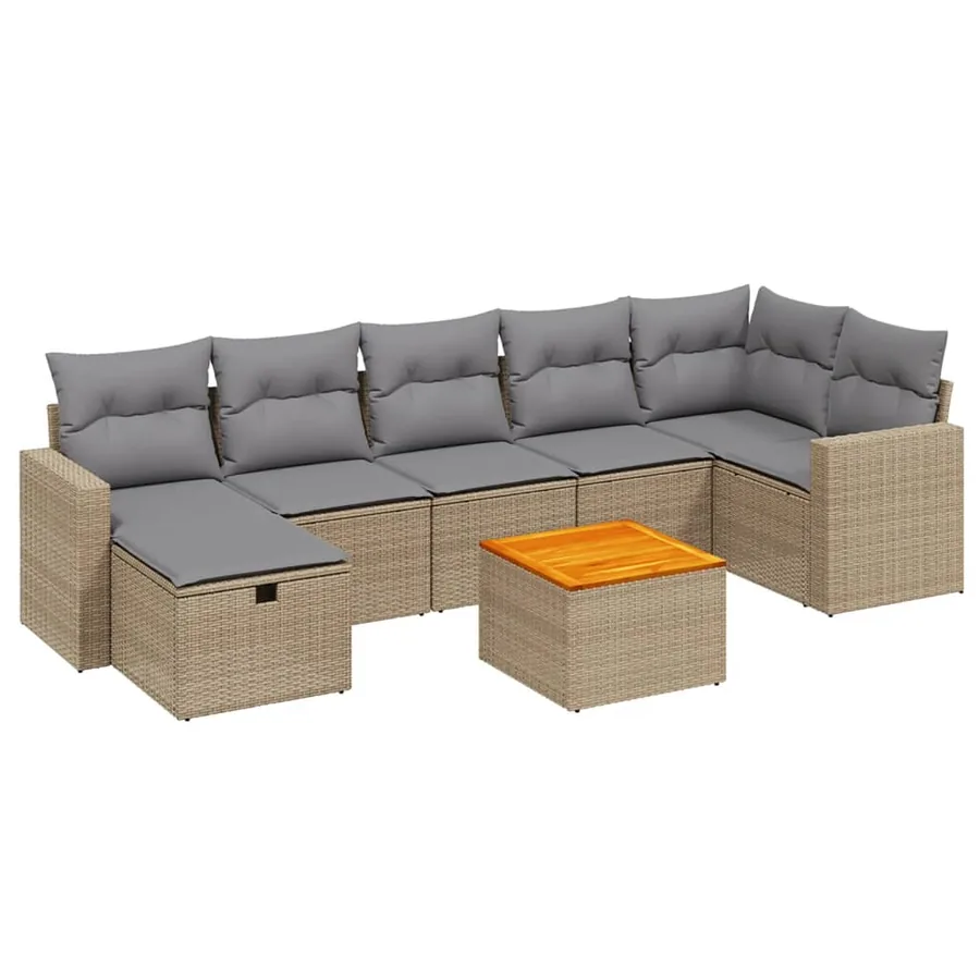 Salon de jardin avec coussins 8pcs mélange beige résine tressée - 2