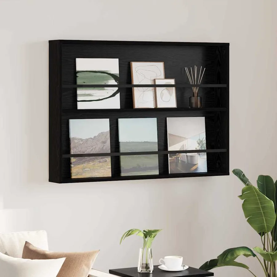Étagère à magazines avec étagère Chêne noir 100 x 12 x 70 cm