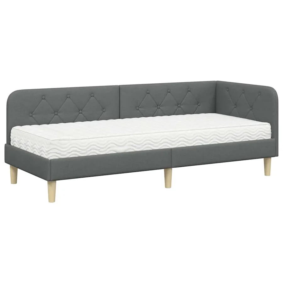 Cadre de lit d'angle Gris foncé 80 x 200 cm tissu - 2
