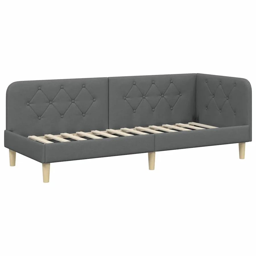 Cadre de lit d'angle Gris foncé 80 x 200 cm tissu - 6