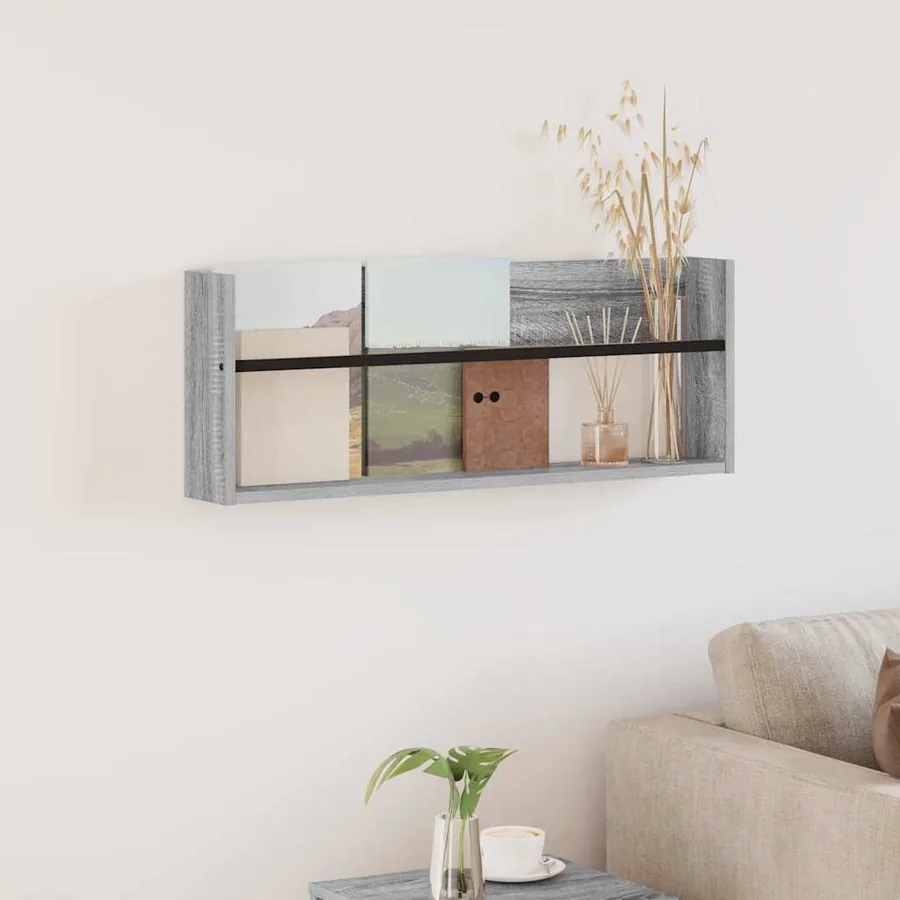 Étagère à magazines avec étagère Gris Sonoma 80 x 12 x 30 cm