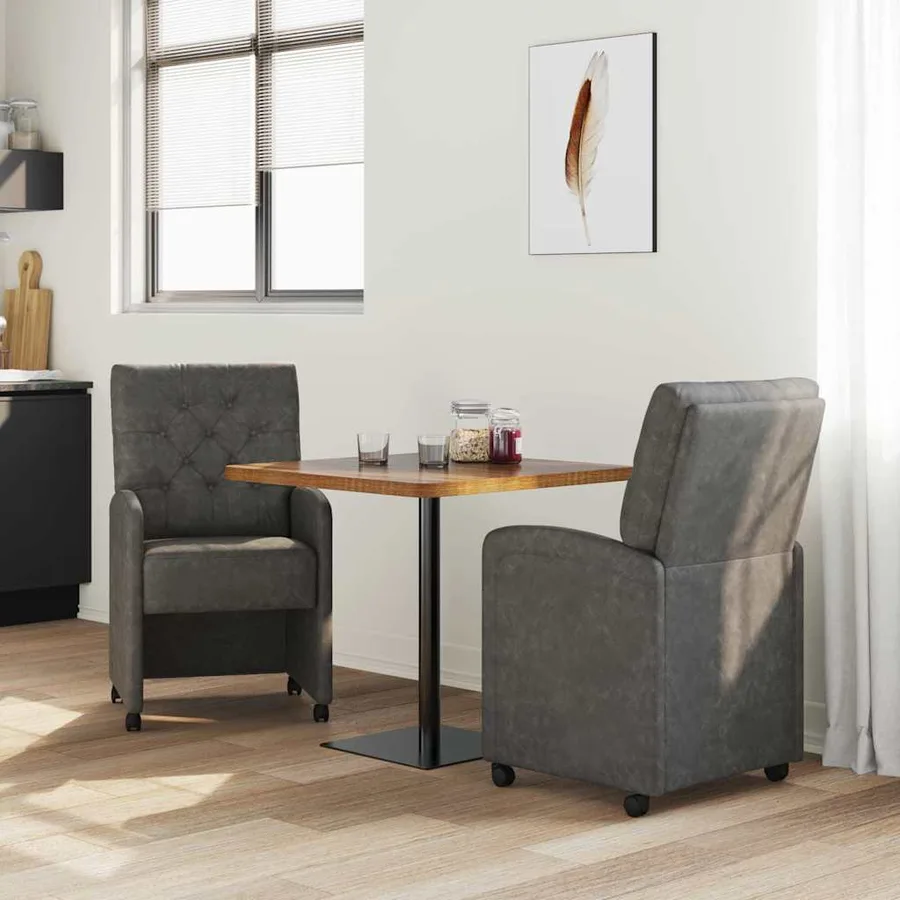 Chaises de Salle à Manger avec Roues 2 pcs Noir 58 x 67 x 97 cm - 3