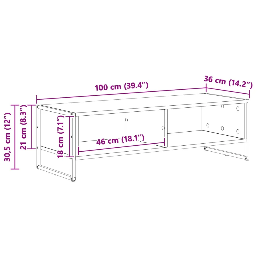 Meuble TV Gris Sonoma 100 x 36,5 x 30,5 cm Bois d'ingénierie - 11