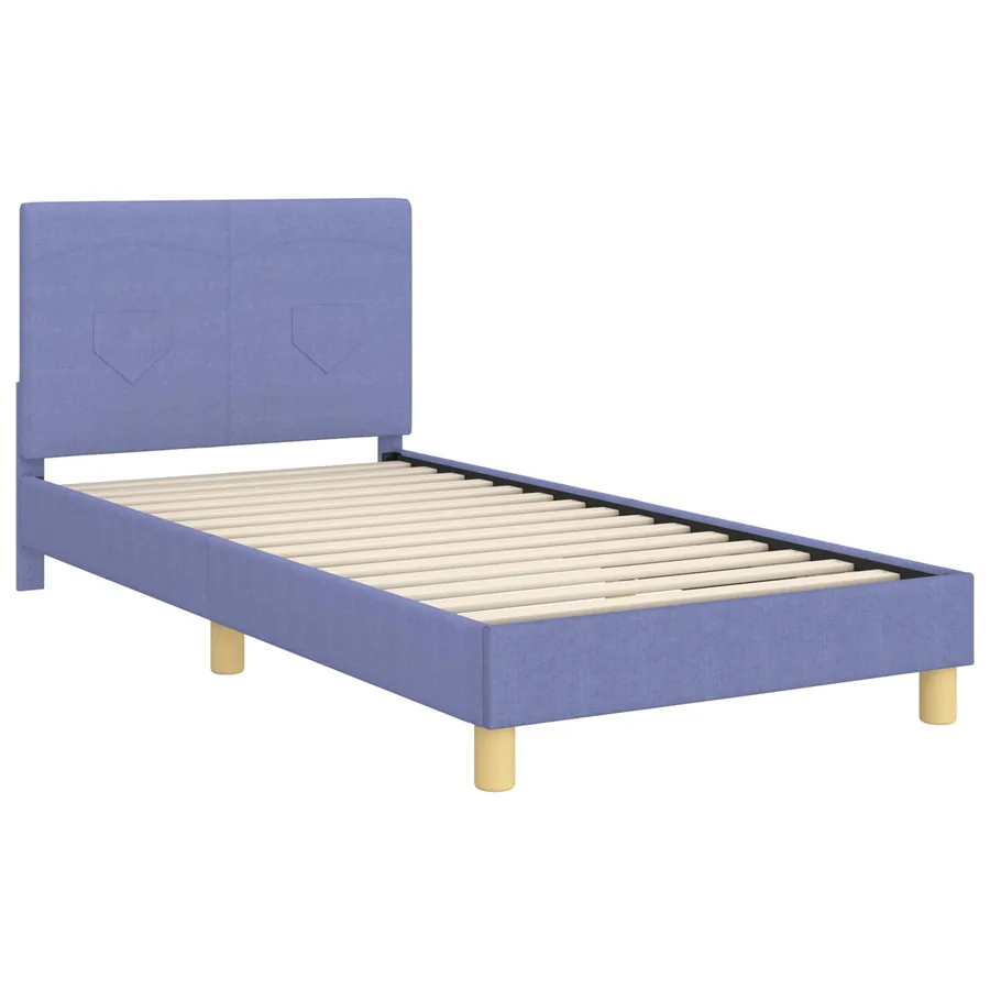 Cadre de lit pour enfants avec tête de lit Bleu denim tissu - 4