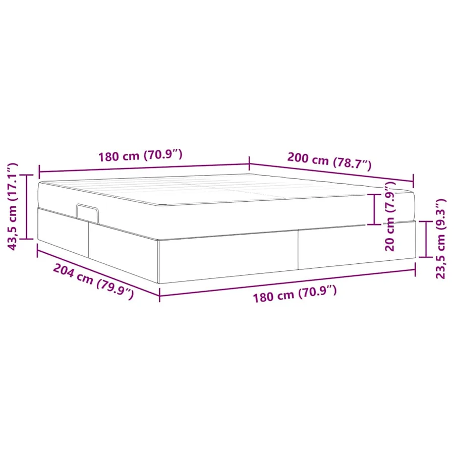Lit avec rangement et matelas Crème 180 x 200 cm Polyester - 16