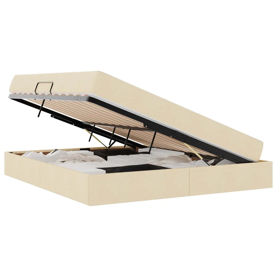 Lit avec rangement et matelas Crème 180 x 200 cm Polyester - 2