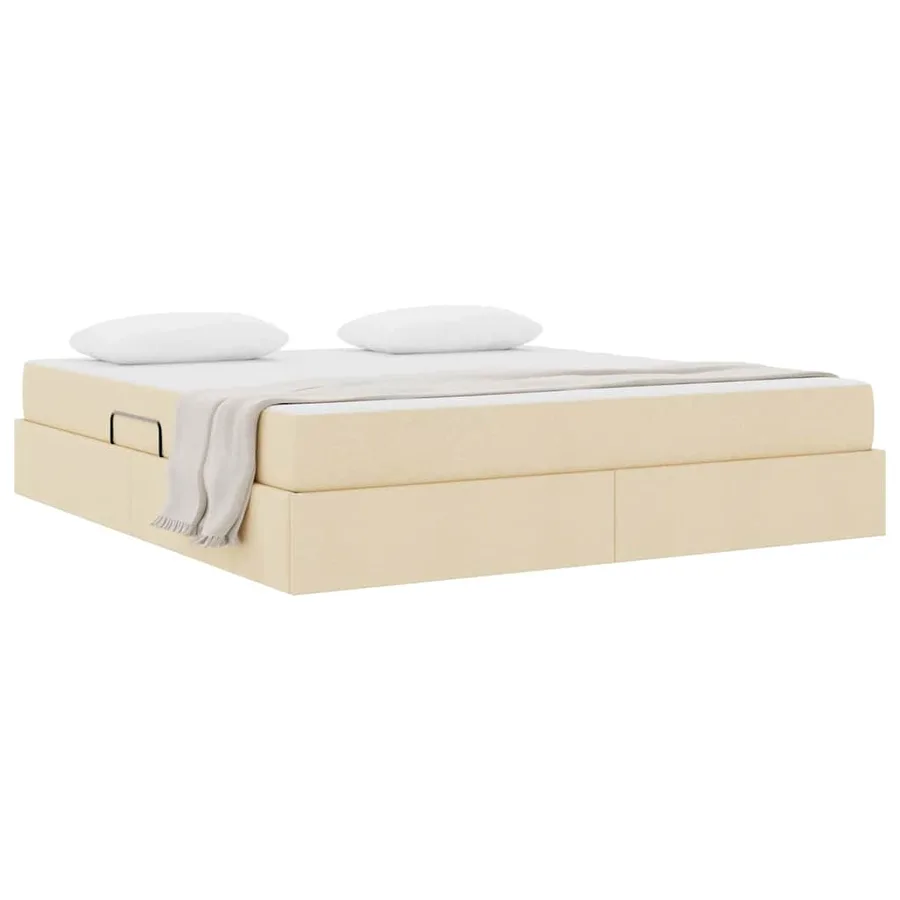 Lit avec rangement et matelas Crème 180 x 200 cm Polyester - 3