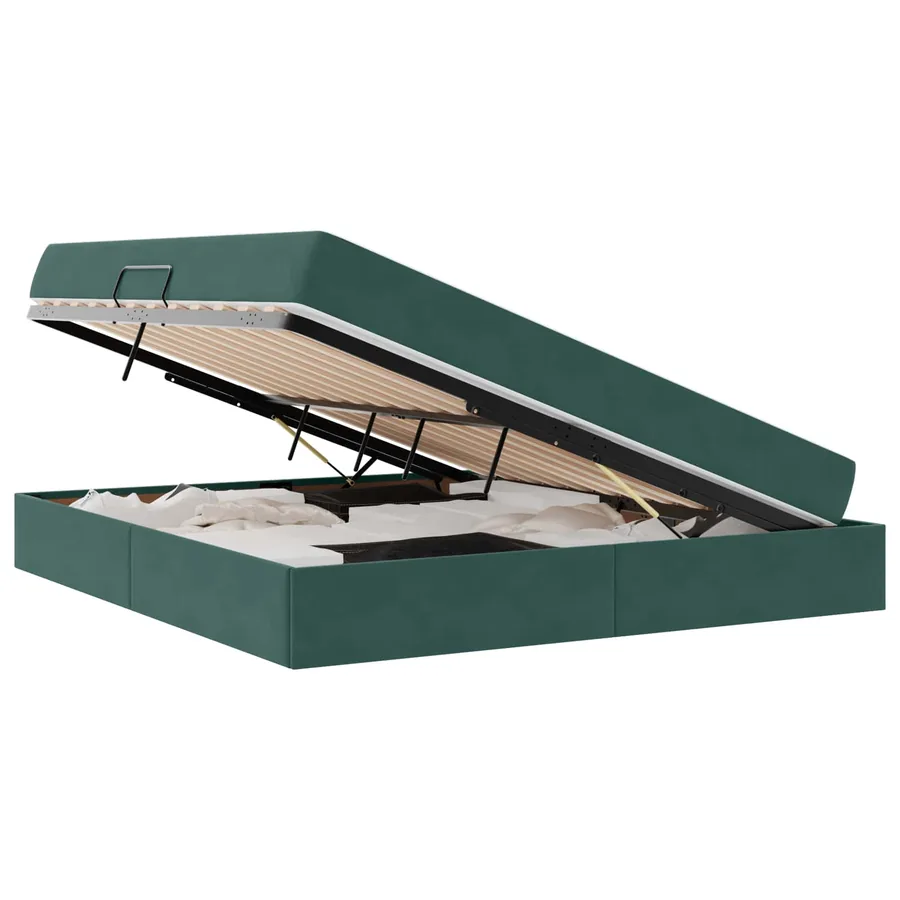 Lit avec rangement et matelas Vert foncé 180 x 200 cm Velours - 2