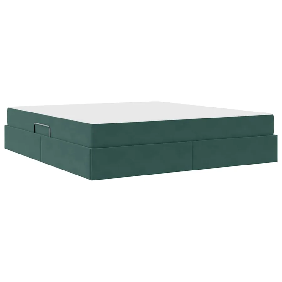 Lit avec rangement et matelas Vert foncé 180 x 200 cm Velours - 5