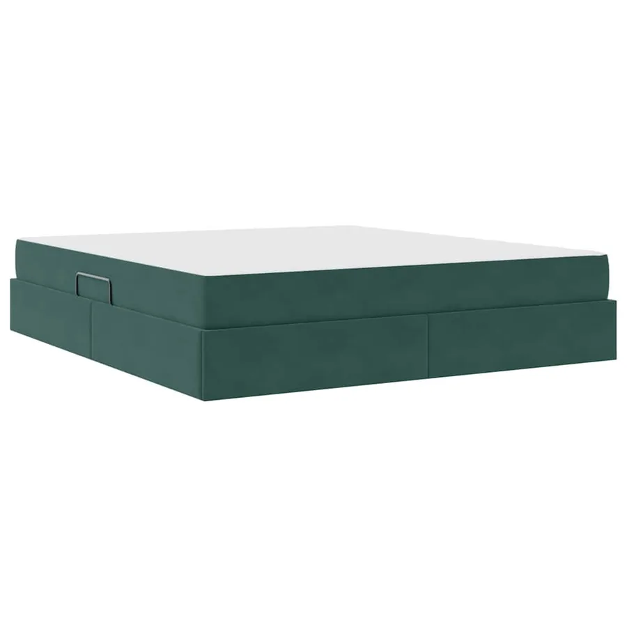 Lit avec rangement et matelas Vert foncé 180 x 200 cm Velours - 8