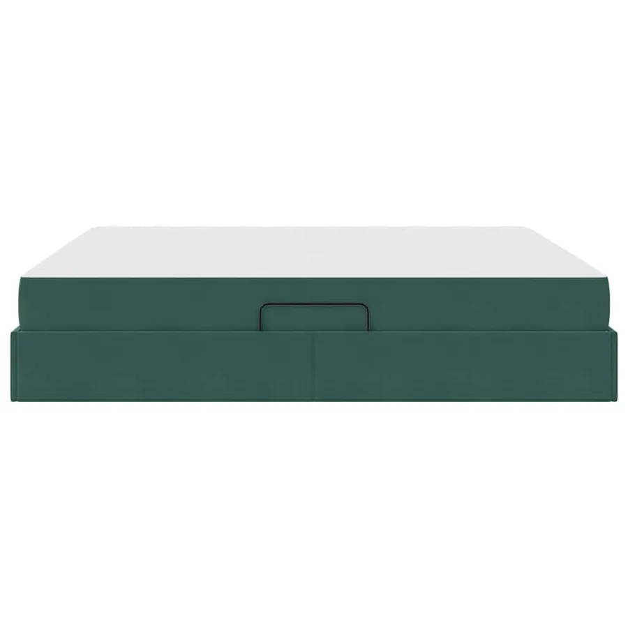 Lit avec rangement et matelas Vert foncé 180 x 200 cm Velours - 9