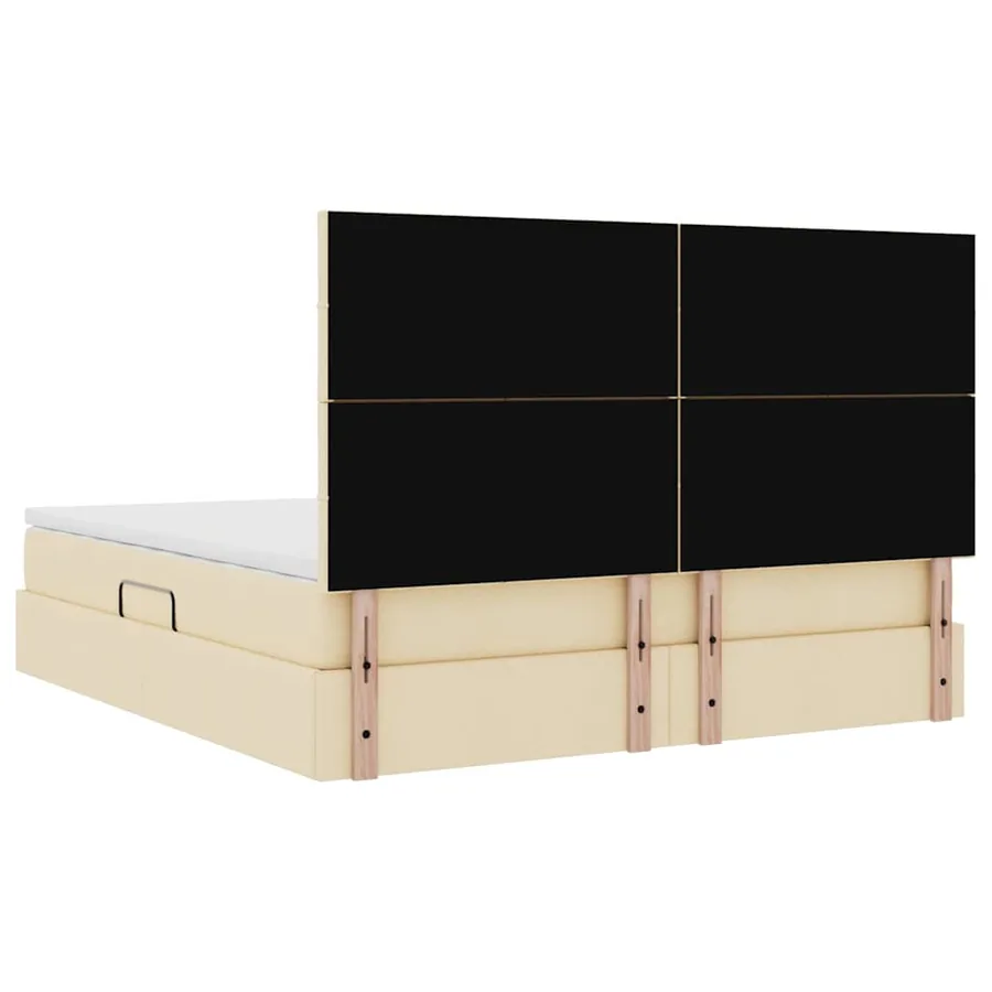 Lit de rangement LED avec matelas Crème 180 x 200 cm Tissu - 9