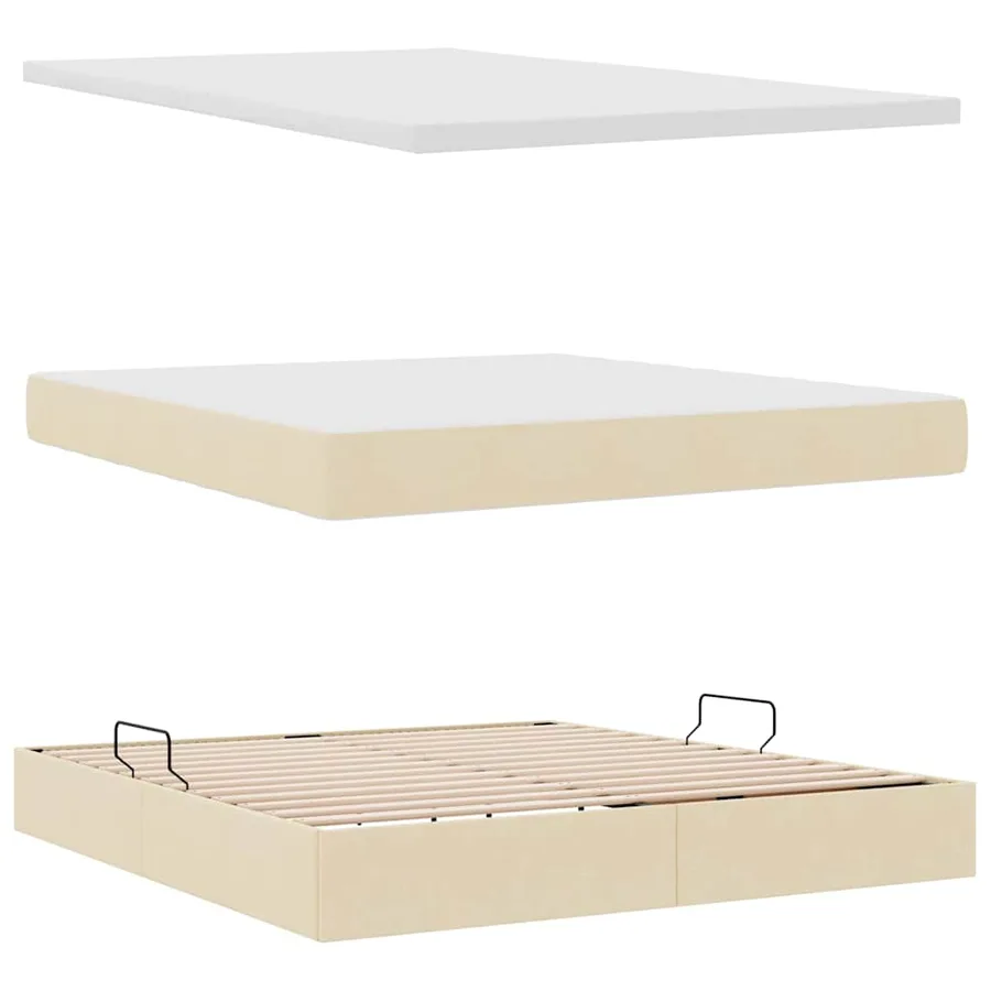 Lit de rangement LED avec matelas Crème 180 x 200 cm Tissu - 9