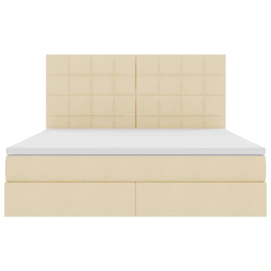 Lit avec rangement et matelas Crème 180 x 200 cm tissu - 7