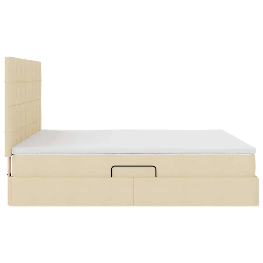 Lit avec rangement et matelas Crème 180 x 200 cm tissu - 8